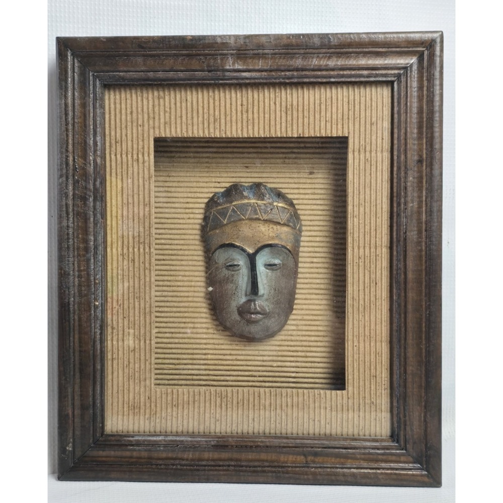 VTG Framed African-Style Tribal Mask Wall Art – Decorative Wall Hanging 11.5" - Picture 2 of 10